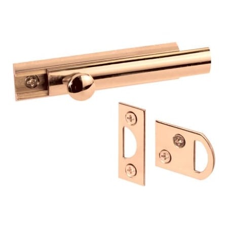 Prime-Line Prime-Line Slide Bolt and Keeper, 3L, Polished Brass U 9962